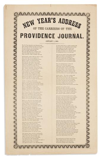 (RHODE ISLAND.) Group of 10 broadsides, including carrier addresses and more.